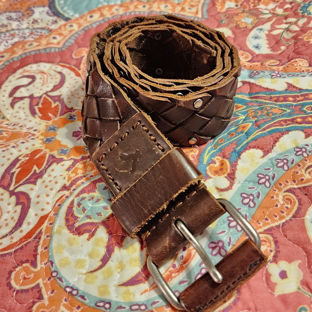American Eagle Outfitters Braided Studded Leather Belt